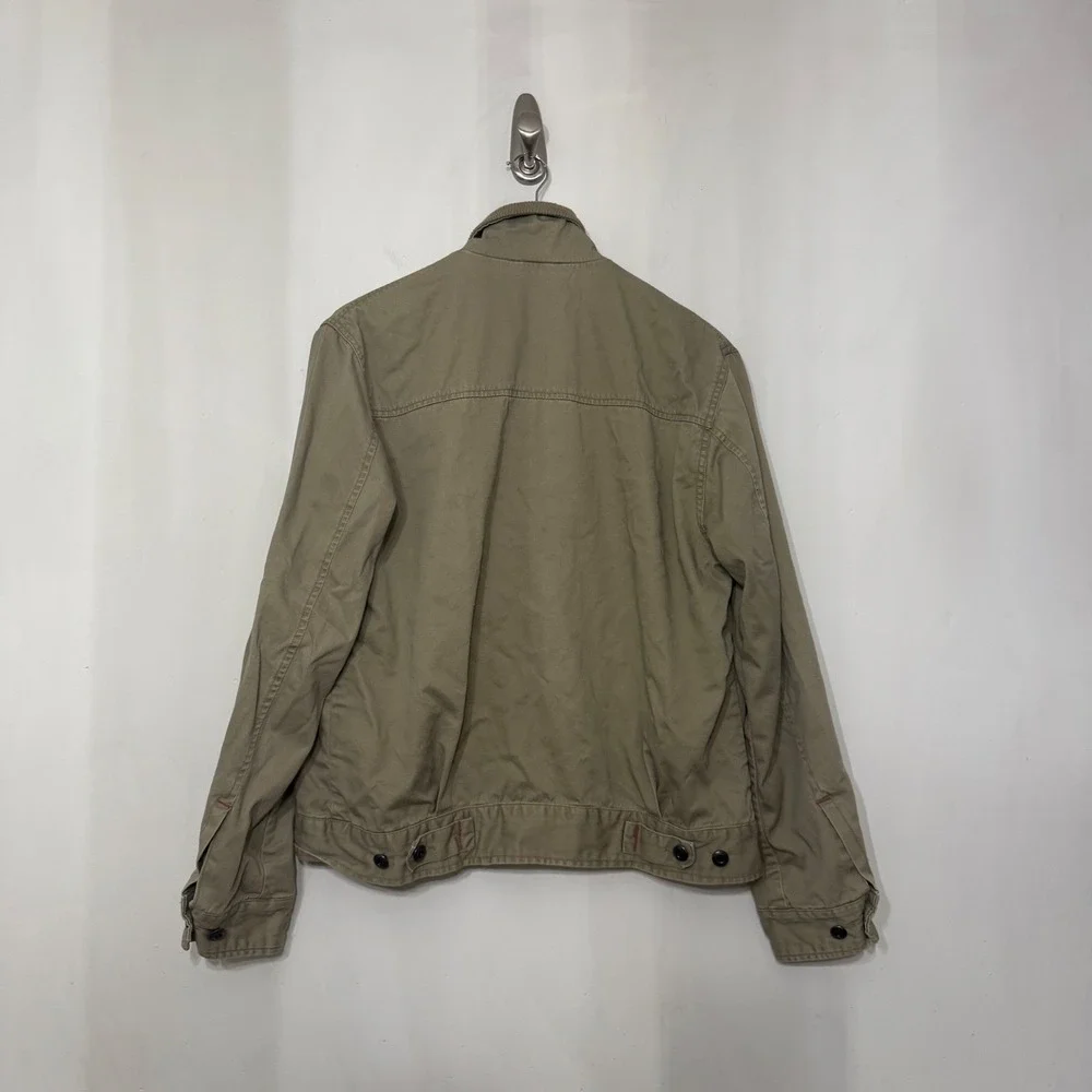 Schott NYC HP Racing Team Bomber Jacket Mens L Olive Green Cotton Twill Zip Up